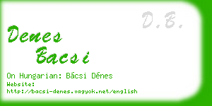denes bacsi business card