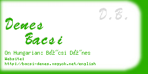 denes bacsi business card